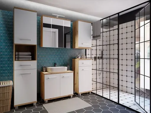 Hängeschrank- B ca. 40 cm, Eiche Dekor, Hellgrau