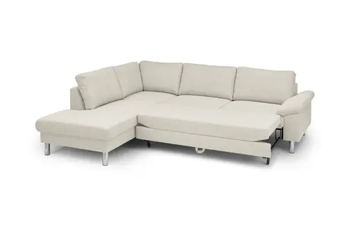 Ecksofa COOL - Ecke links mit 2,5-Sitzer, Querschläfer, Stoff, Natur