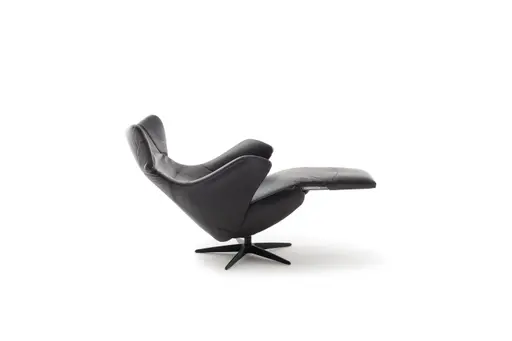 Relaxsessel Follina - Relaxfunktion (motorisch), Leder, Schwarz, Akku