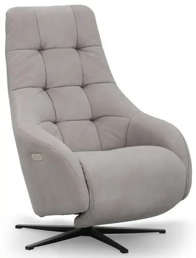 Sessel - Relaxfunktion motorisch, Leder, Eisengrau