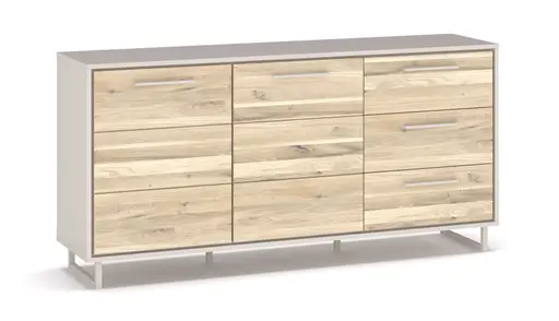 Sideboard - B ca. 163 cm, Kreidefarben, Eiche bianco massiv geölt