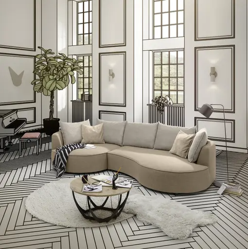 Couchtisch - Ø/H ca. 80x40 cm, Artisan Eiche Nachbildung, Schwarz