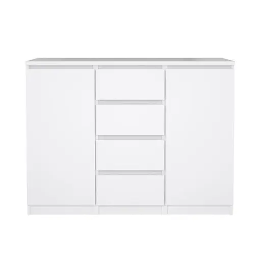 Kommode - B ca. 121 cm, Weiß Hochglanz