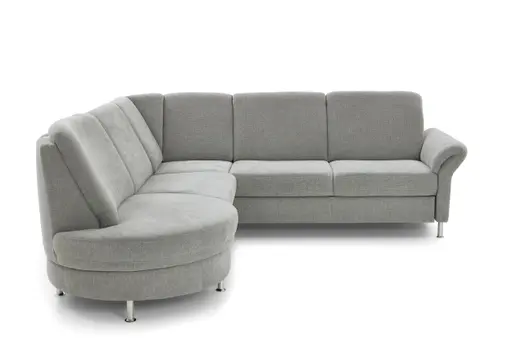 Ecksofa - Ecke links und 2,5-Sitzer, Drehsitz, Stoff, Silbergrau