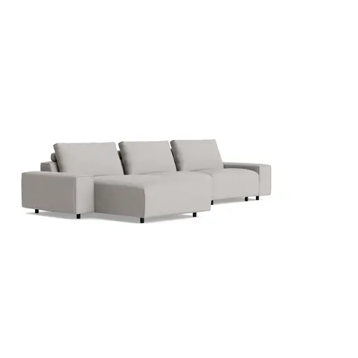 Ecksofa Serava - Longchair links mit 2,5-Sitzer, inkl. Relaxfunktion, Stoff, Grau