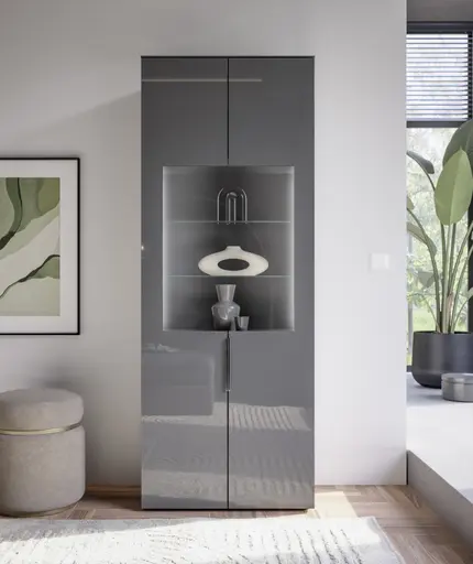 Vitrine- inkl. LED-Beleuchtung, Anthrazit