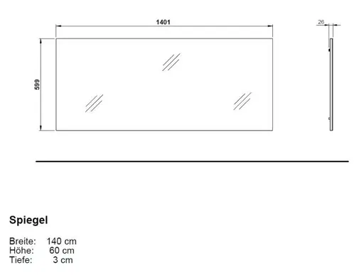 Spiegel - LB ca. 140x60 cm