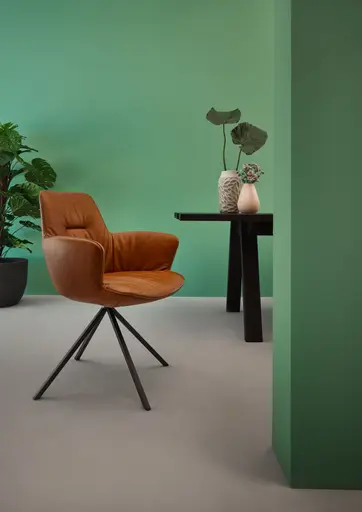 Armlehnstuhl Pegara - Leder, Cognac