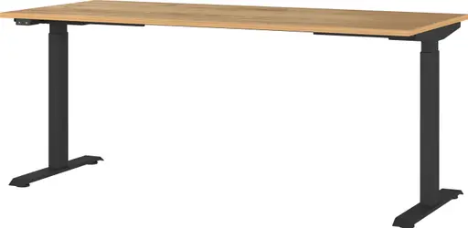 Schreibtisch GELI - höhenverstellbar, LB ca. 180x80 cm, Eiche Nachbildung, Schwarz