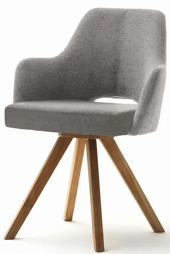 Schalenstuhl MIXIE - Rückstellfunktion, Stoff, Hellgrau