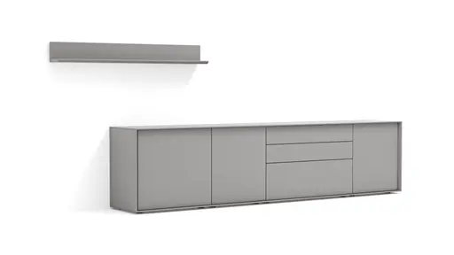 Wohnwand Parano - Lack, Hellgrau