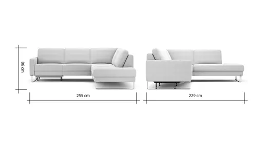 Ecksofa Anna - 2,5-Sitzer mit Ecke rechts inkl. Relaxfunktion (motorisch), Stoff, Beige