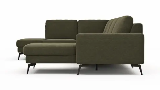 Wohnlandschaft Enna - Ecke links, 2,5-Sitzer, Longchair rechts, Stoff,  Olive