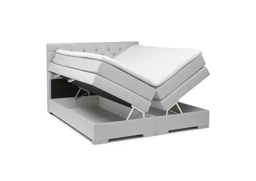 Boxspringbett SANDRIN E- Liegefläche ca. 180x200 cm, Stoff, Hellgrau, inkl. Stauraum