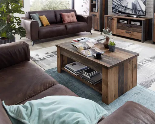 Couchtisch FEA - höhenverstellbar, LB ca. 110x65 cm, Old-Wood Vintage Dekor