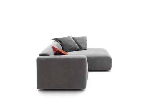 Ecksofa Laja - 1-Sitzer mit Longchair rechts, Stoff, Steingrau