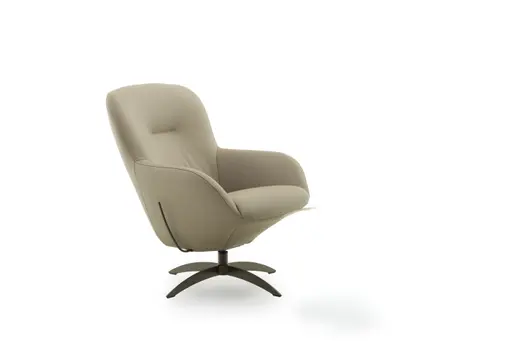 Drehsessel Josephine - Schaukelfunktkion, Leder, Lehm