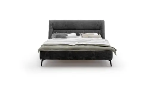 Bett Alvito - Liegefläche ca. 180x200 cm, Stoff, Steingrau