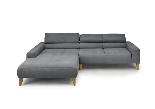 Ecksofa CHENOA - Longchair links mit 2-Sitzer, Kopfteil verstellbar, Stoff, Anthrazit