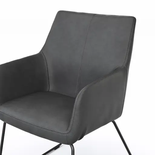 Armlehnstuhl Newcastle - Leder, Anthrazit