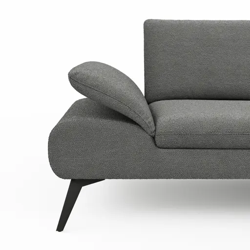 Ecksofa Collina - 2,5-Sitzer, Longchair rechts inkl. Sitztiefen- u. Armlehehnenverstellung, Stoff, Dunkelgrau