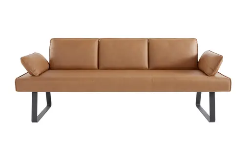 Polsterbank Elda - Breite ca. 236 cm, Leder, Cognac