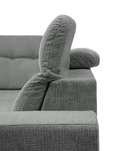 Ecksofa - Ecke links mit 2-Sitzer, Kopfteil verstellbar, Sitztiefe verstellbar motorisch, Stoff, Anthrazit