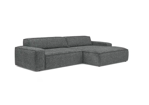 Ecksofa - 2-Sitzer mit Longchair rechts, Sitzvorzug motorisch, Stoff, Anthrazit