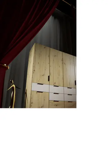 Drehtürenschrank RAAS- B ca. 181 cm, Eiche Dekor, Champagner