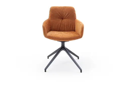 Armlehnstuhl Pelle - Stoff, Kupfer, Schwarzgrau