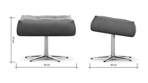 Hocker Terni - Sternfuss, Leder, Grau