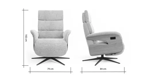 Relaxsessel Amila - Größe S, inkl. 2-motorischer Relaxfunktion und Kopfteilverstellung, Stoff, Silbergrau