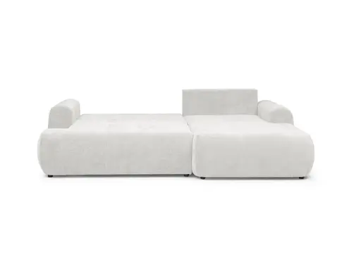Ecksofa - 2-Sitzer mit Longchair rechts, Stoff, Silbergrau