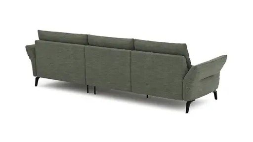 Ecksofa Bahia - 2,5-Sitzer mit Longchair rechts inkl. Armlehne verstellbar, Stoff, Olive