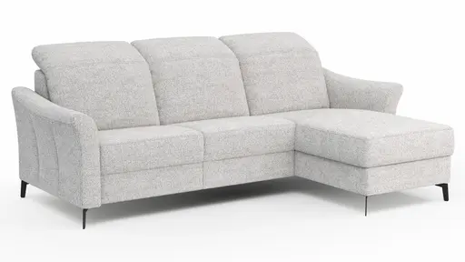 Ecksofa Canterbury - 2,5-Sitzer mit Longchair rechts, Stoff, Offwhite