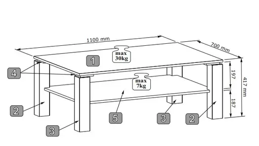 Couchtisch - LB ca. 110x70 cm, Kaschmir