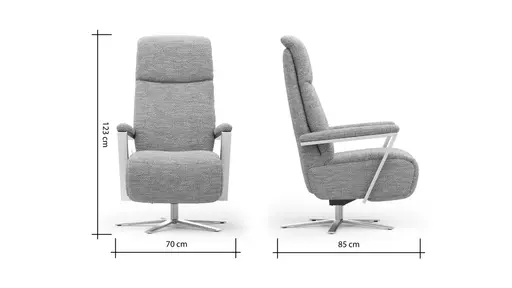   Drehsessel Enno Lazyline - Größe L inkl. Relaxfunktion, Stoff, Silber