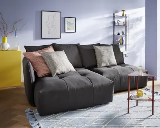 Ecksofa Palazzina - Longchair links, 1,5-Sitzer, Stoff, Dunkelgrau