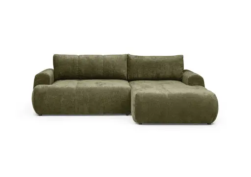 Ecksofa - 2-Sitzer mit Longchair rechts, Stoff, Olivegrün