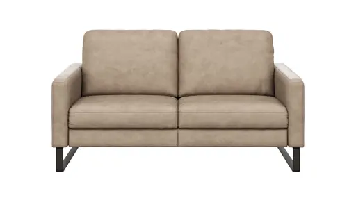 Sofa Enna - 2,5-Sitzer, Armlehne A, Leder, Taupe, Kufe, Schwarz