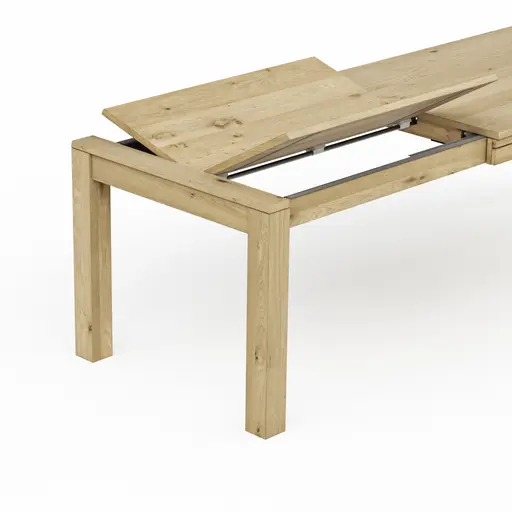 Esstisch Amora - ausziehbar, LB ca. 180x90 cm, Wildeiche massiv bianco