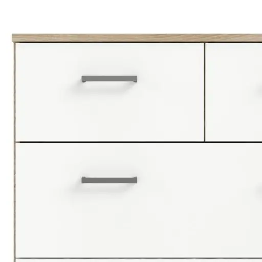 Kommode - B ca. 147 cm, Eiche Struktur Nachbildung, Weiß