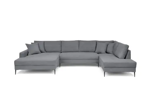 Wohnlandschaft - Longchair links, 2-Sitzer, Ecke rechts, Stoff, Grau