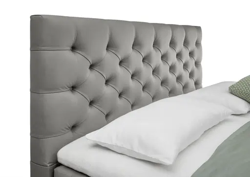 Boxspringbett SANDRIN E- Liegefläche ca. 180x200 cm, Stoff, Taupe, inkl. Stauraum
