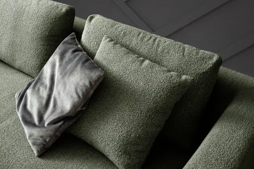 Ecksofa Helmi - Longchair links, 2,5-Sitzer, Stoff, Eukalyptus