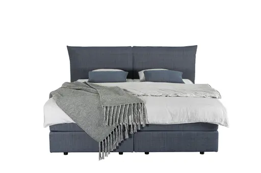 Boxspringbett Hatu - Liegefläche ca. 180x200 cm, Stoff, Blau