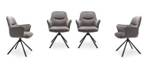 Armlehnstuhl MIRYA - drehbar, Stoff, Silberfarben