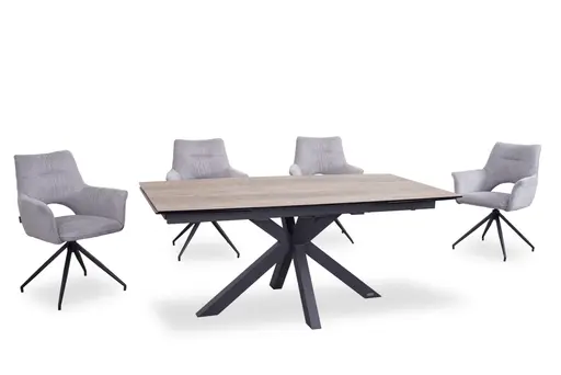 Armlehnstuhl MALEEN - drehbar, Stoff, Hellgrau