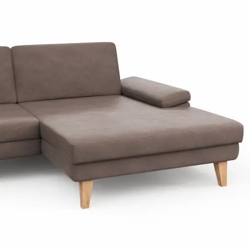Ecksofa Houston - 1,75-Sitzer mit Longchair groß rechts, inkl. Sitztiefenverstellung und Armlehne klappbar, Leder, Dunkelbraun