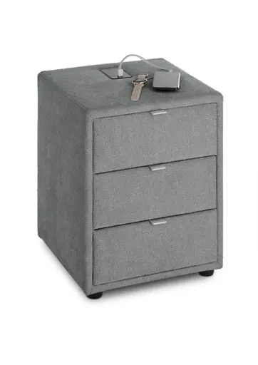 Nachttisch- Inkl. Ladeport, Stoff, Anthrazit